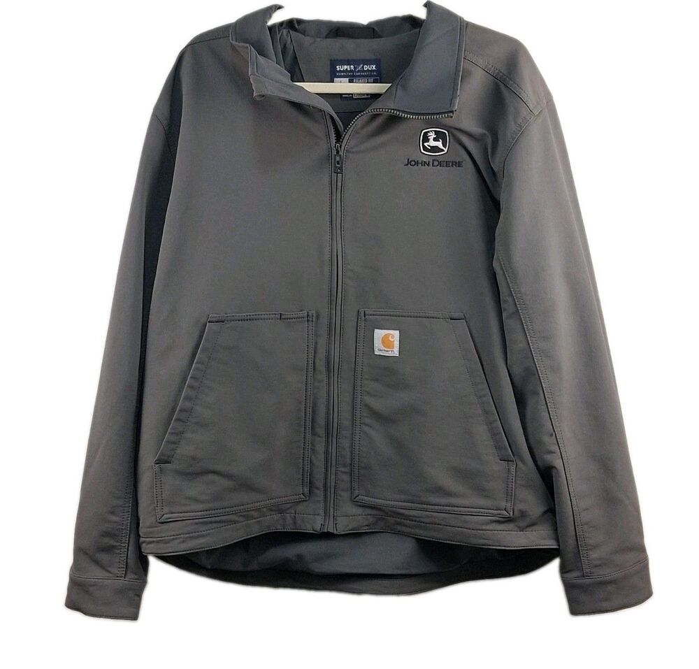 Carhartt Super Dux Men’s Gray Workwear Jacket John Deere Rain Defender Size L